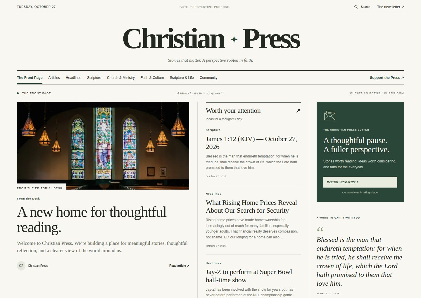 Christian Press website, an example from the BrownCo ecosystem